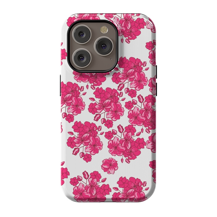 iPhone 14 Pro StrongFit pink floral print 2 by MALLIKA