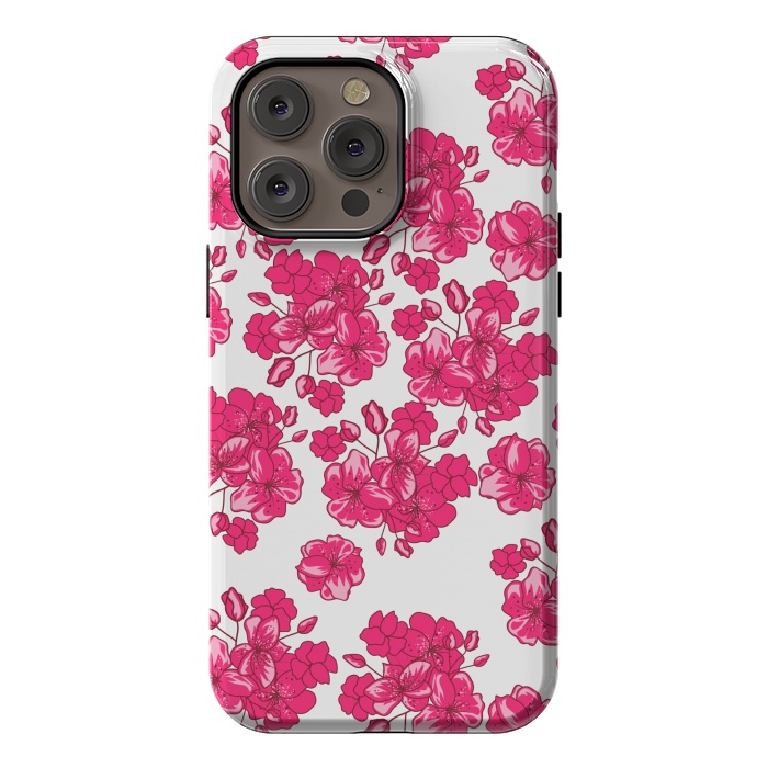 iPhone 14 Pro max StrongFit pink floral print 2 by MALLIKA