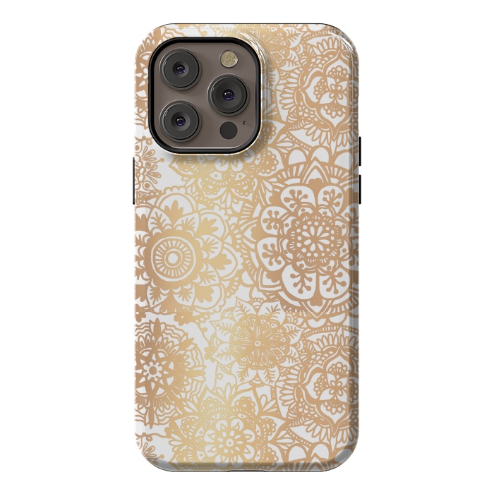 iPhone 14 Pro max StrongFit Gold Mandala Pattern by Julie Erin Designs