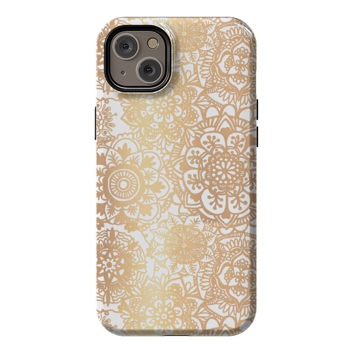 iPhone 14 Plus StrongFit Gold Mandala Pattern by Julie Erin Designs
