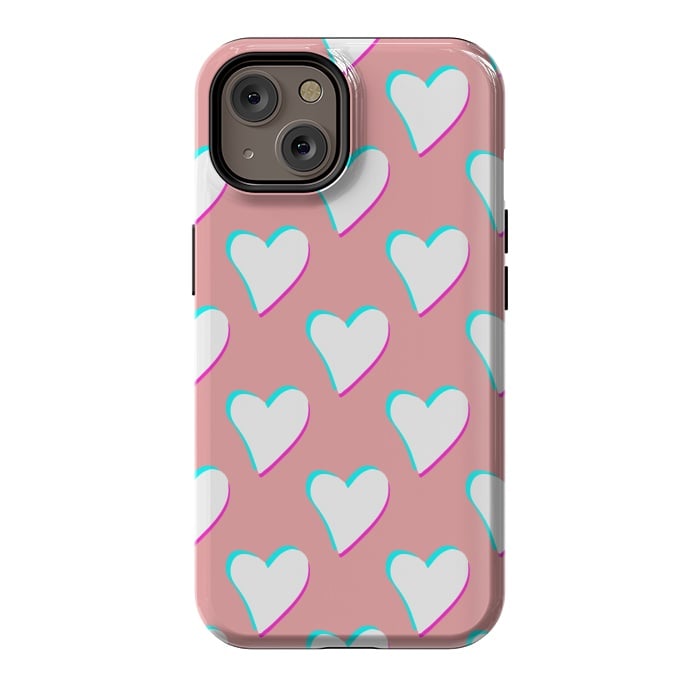 iPhone 14 StrongFit Retro Pink Hearts by Julie Erin Designs