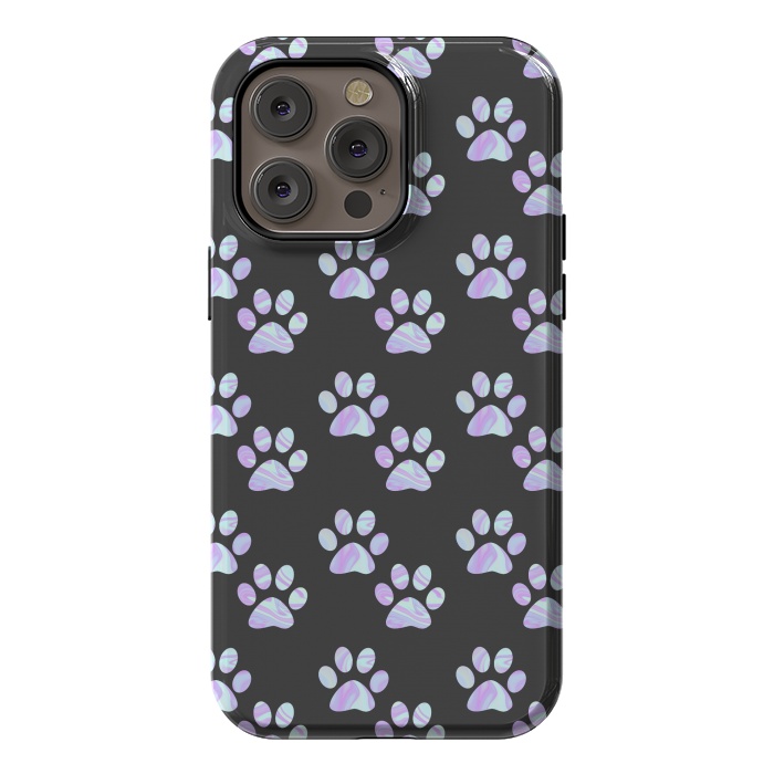 iPhone 14 Pro max StrongFit Pastel Paw Prints Pattern by Julie Erin Designs