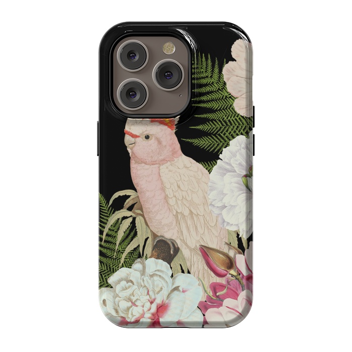iPhone 14 Pro StrongFit Vintage Cockatoo in Flower Jungle by  Utart