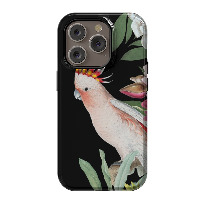 iPhone 14 Pro StrongFit Vintage Pink Cockatoo with Tropical Flowers by  Utart