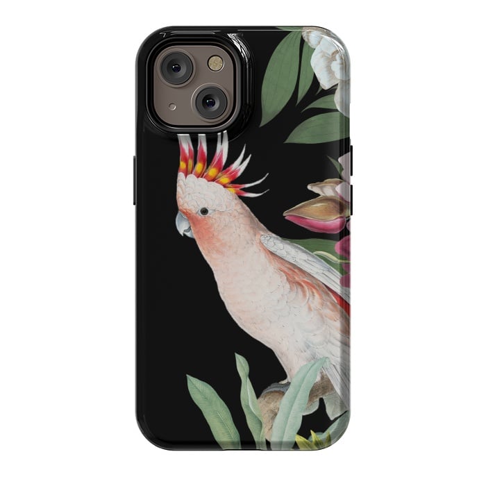 iPhone 14 StrongFit Vintage Pink Cockatoo with Tropical Flowers by  Utart
