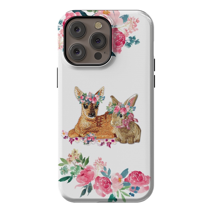 iPhone 14 Pro max StrongFit Flower Friends Fawn Bunny Basic by Monika Strigel