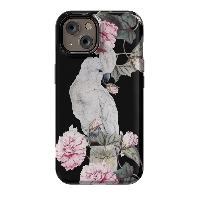 iPhone 14 StrongFit Nostalgic White Cockatoo With Pink Flowers by  Utart