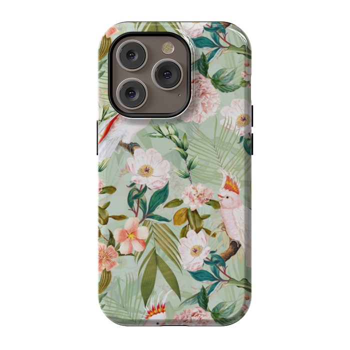 iPhone 14 Pro StrongFit Vintage Cockatoos Flowers Jungle by  Utart