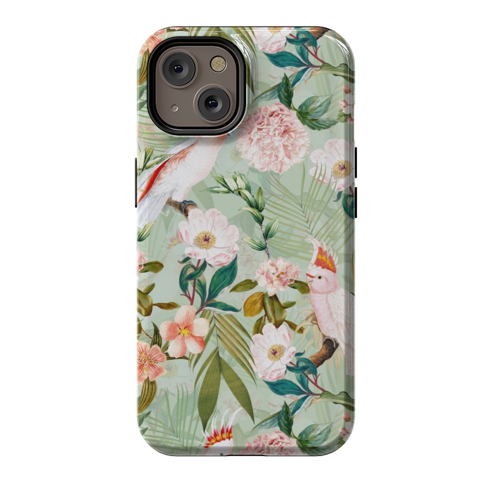 iPhone 14 StrongFit Vintage Cockatoos Flowers Jungle by  Utart