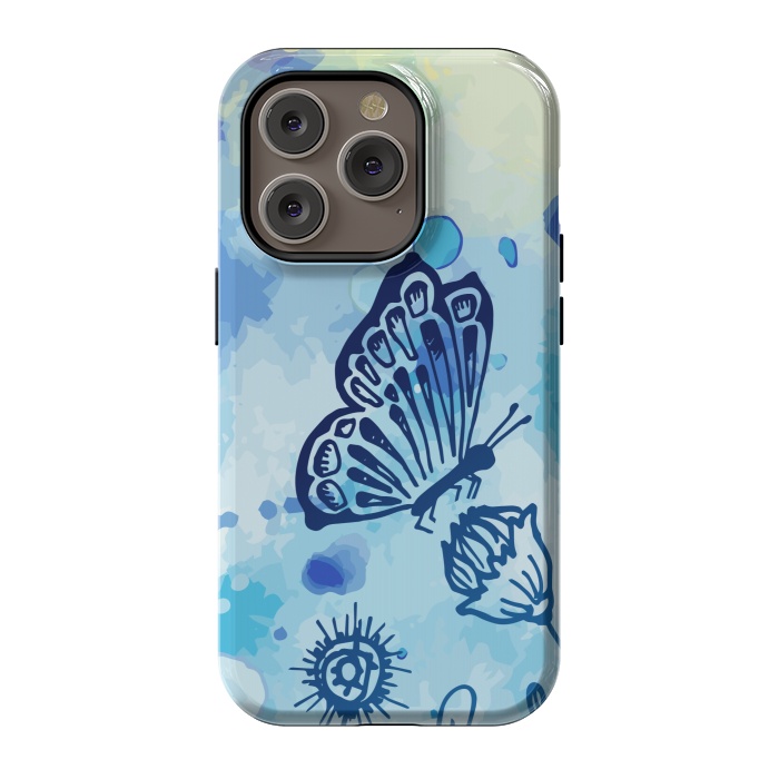 iPhone 14 Pro StrongFit BLUE SHADED BUTTERFLY PATTERN by MALLIKA