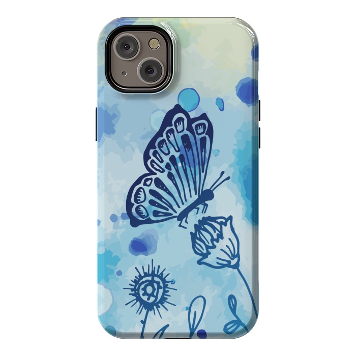 iPhone 14 Plus StrongFit BLUE SHADED BUTTERFLY PATTERN by MALLIKA