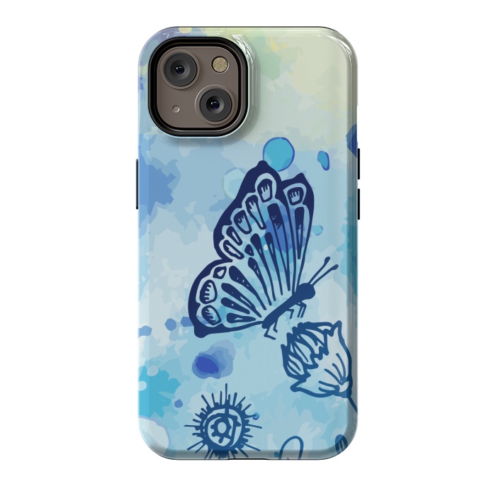 iPhone 14 StrongFit BLUE SHADED BUTTERFLY PATTERN by MALLIKA