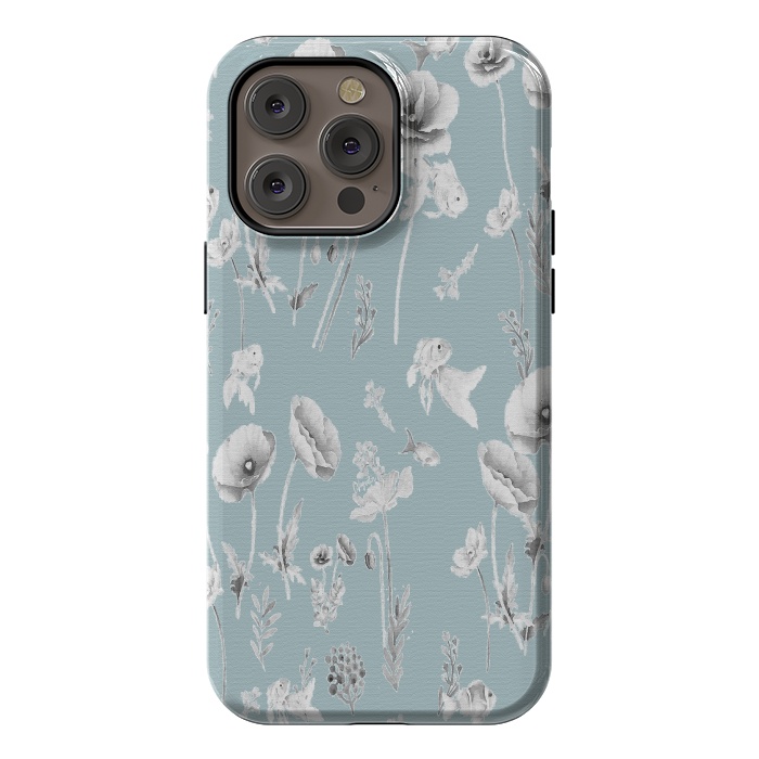 iPhone 14 Pro max StrongFit Fishes & Garden-Powder Blue by ''CVogiatzi.