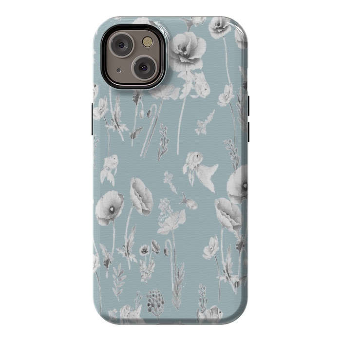 iPhone 14 Plus StrongFit Fishes & Garden-Powder Blue by ''CVogiatzi.