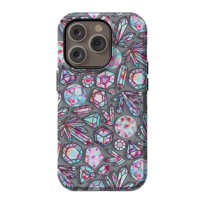 iPhone 14 Pro StrongFit Kaleidoscope Crystals - Grey  by Tigatiga