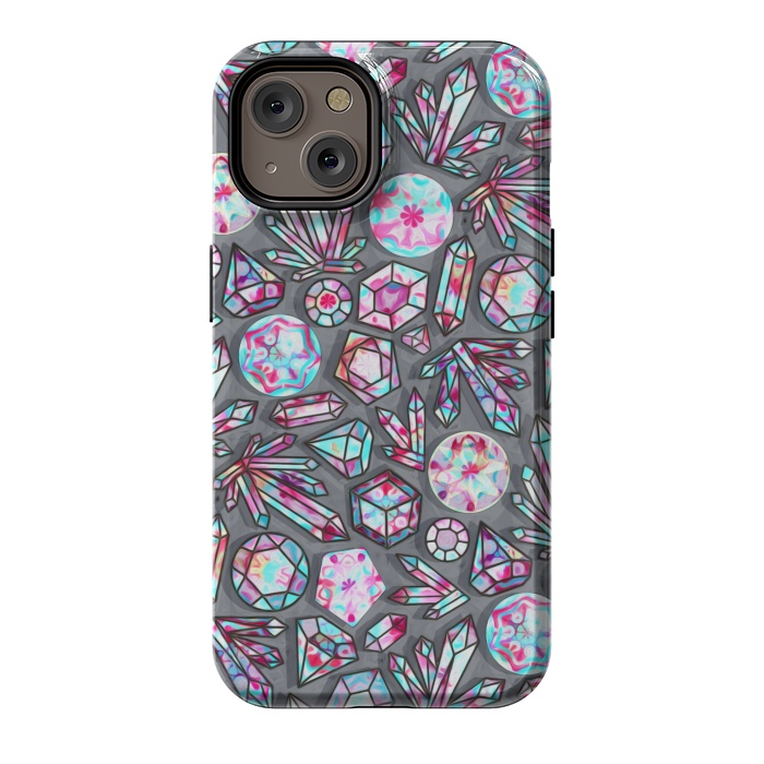 iPhone 14 StrongFit Kaleidoscope Crystals - Grey  by Tigatiga