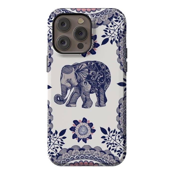 iPhone 14 Pro max StrongFit Floral Elephant by Rose Halsey