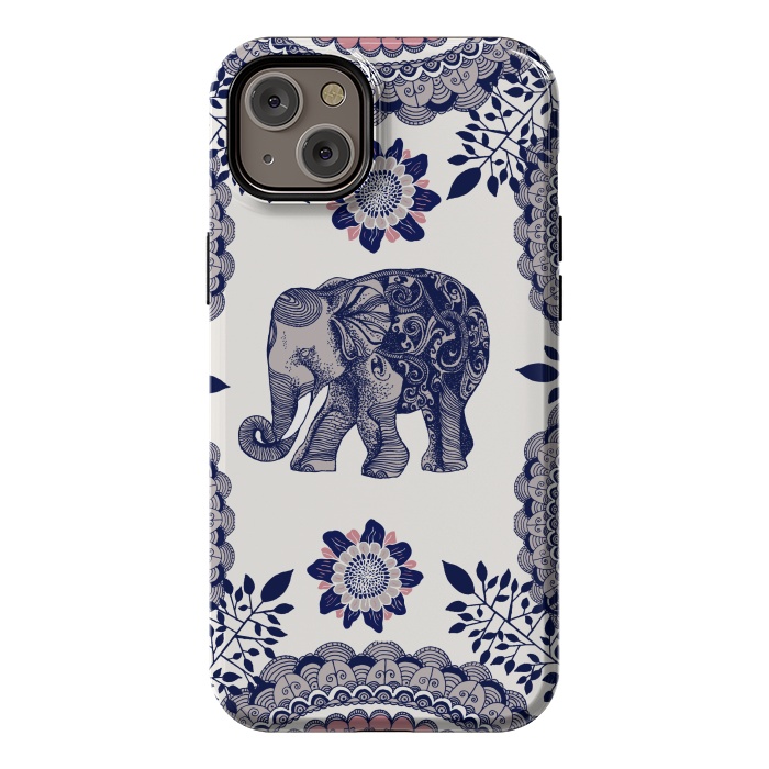 iPhone 14 Plus StrongFit Floral Elephant by Rose Halsey