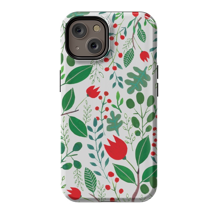 iPhone 14 StrongFit Christmas Floral White by Hanny Agustine