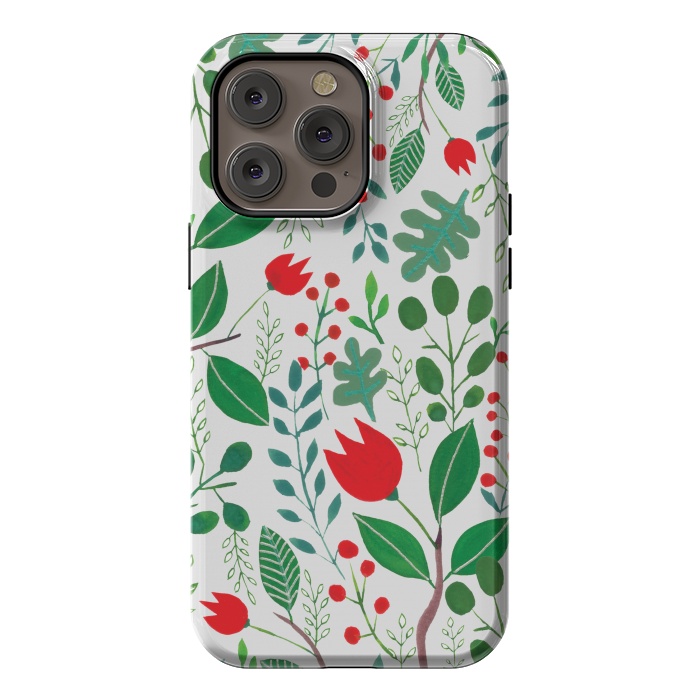 iPhone 14 Pro max StrongFit Christmas Floral 2 White by Hanny Agustine