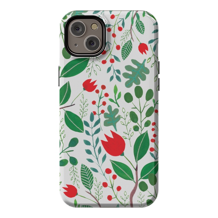 iPhone 14 Plus StrongFit Christmas Floral 2 White by Hanny Agustine