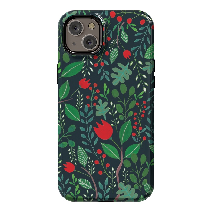 iPhone 14 Plus StrongFit Christmas Floral 2 Black by Hanny Agustine