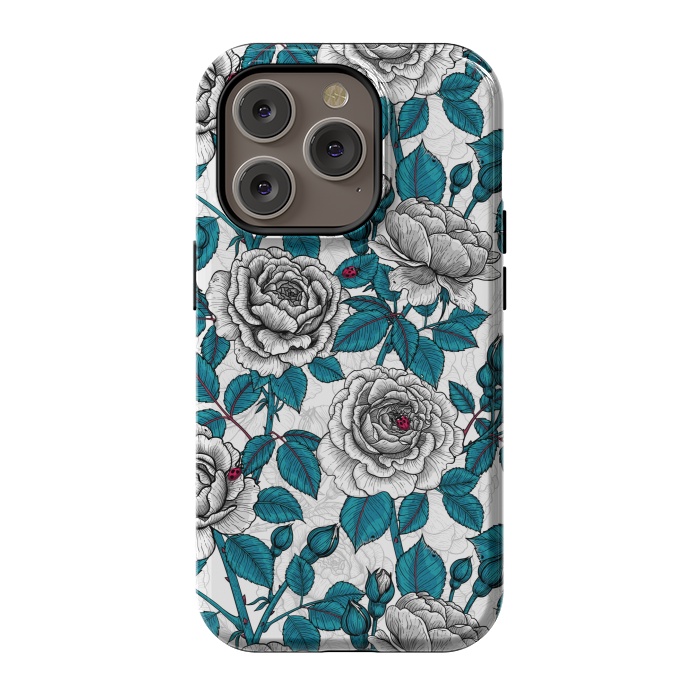 iPhone 14 Pro StrongFit  White roses and ladybugs by Katerina Kirilova
