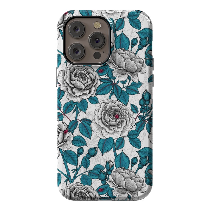 iPhone 14 Pro max StrongFit  White roses and ladybugs by Katerina Kirilova