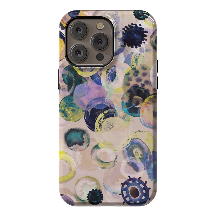 iPhone 14 Pro max StrongFit Colorful playful watercolour dots by Oana 