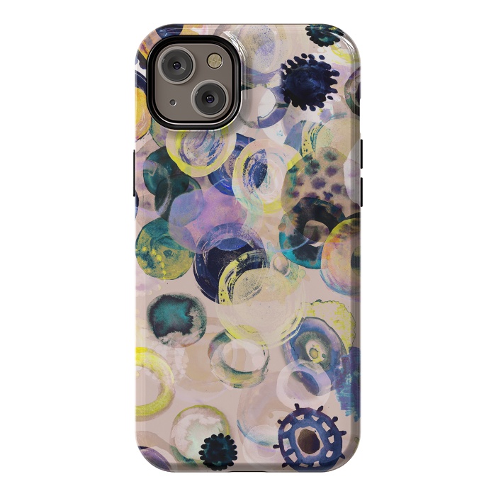 iPhone 14 Plus StrongFit Colorful playful watercolour dots by Oana 