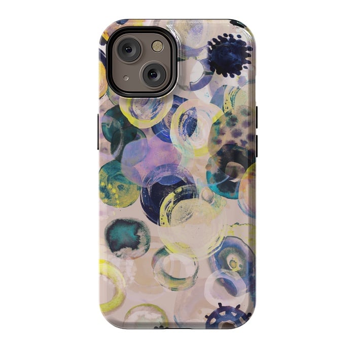 iPhone 14 StrongFit Colorful playful watercolour dots by Oana 