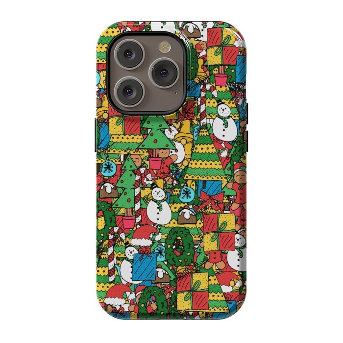 iPhone 14 Pro StrongFit Merry Christmas pattern by Steve Wade (Swade)