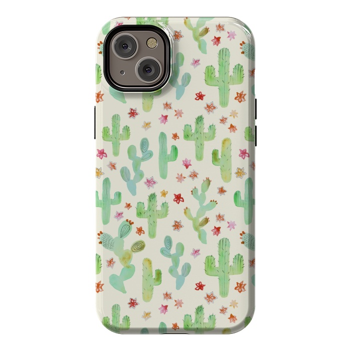 iPhone 14 Plus StrongFit Watercolor Cacti by Tangerine-Tane