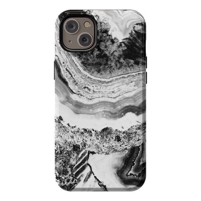 iPhone 14 Plus StrongFit Black and white geode marble art by Oana 