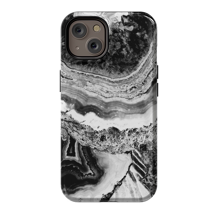 iPhone 14 StrongFit Black and white geode marble art by Oana 