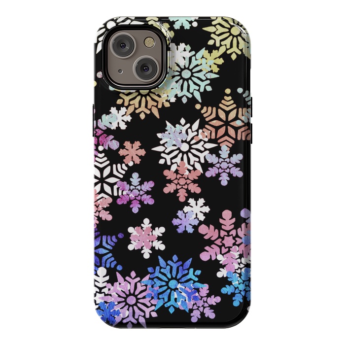 iPhone 14 Plus StrongFit Rainbow colourful snowflakes Christmas pattern by Oana 