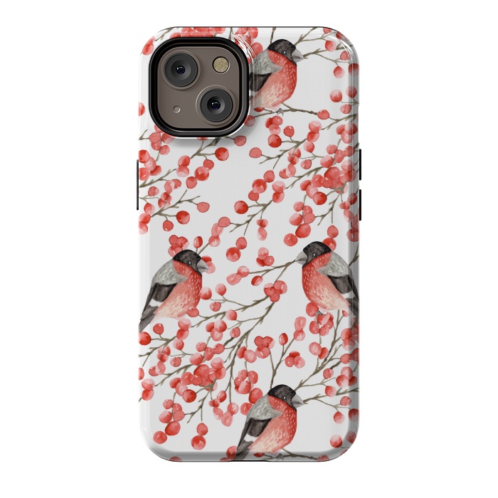 iPhone 14 StrongFit Bullfinch and berries by Julia Badeeva