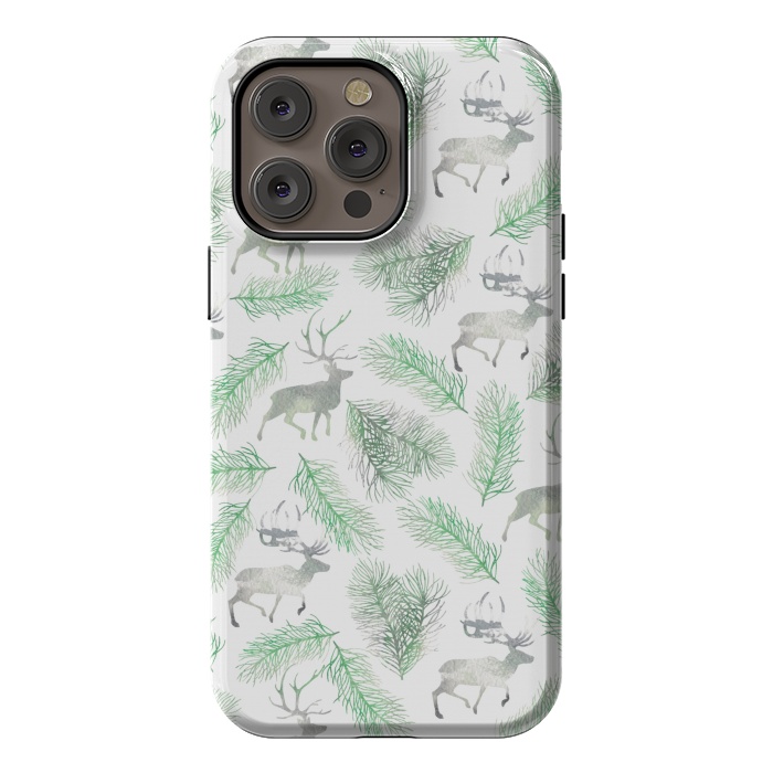iPhone 14 Pro max StrongFit Deer and pine branches by Julia Badeeva