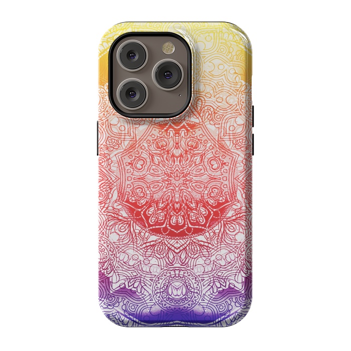 iPhone 14 Pro StrongFit Vibrant rainbow mandala by Oana 