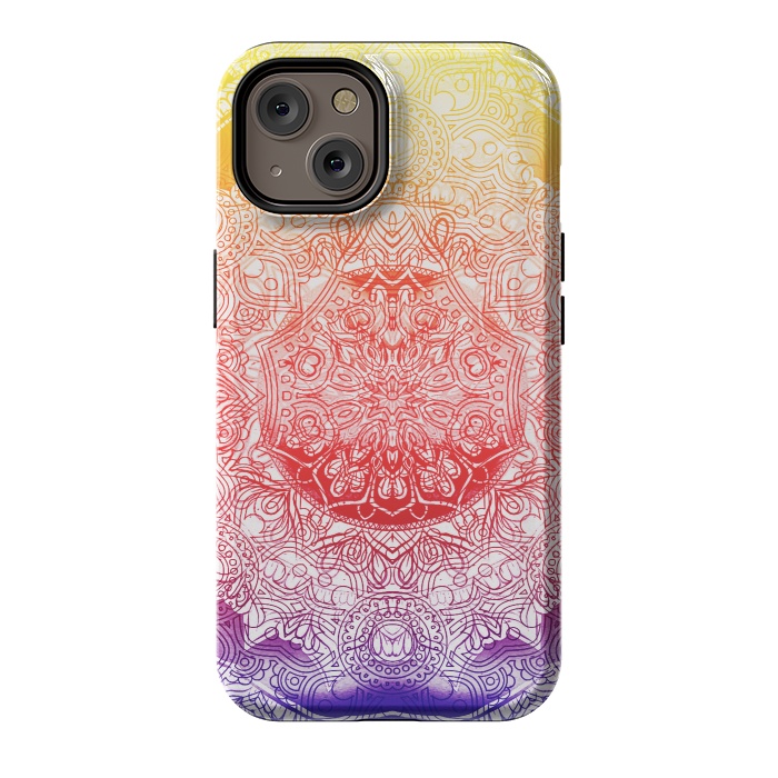 iPhone 14 StrongFit Vibrant rainbow mandala by Oana 