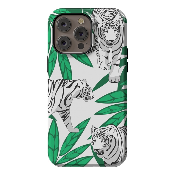 iPhone 14 Pro max StrongFit White tigers by Julia Badeeva