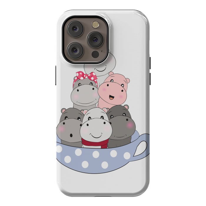 iPhone 14 Pro max StrongFit cute hippos by haroulita