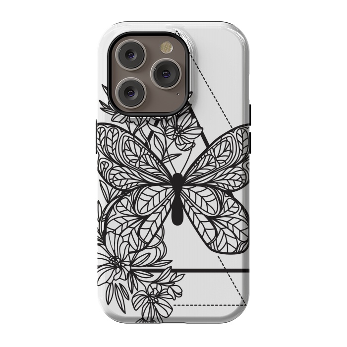 iPhone 14 Pro StrongFit bw butterfly by haroulita