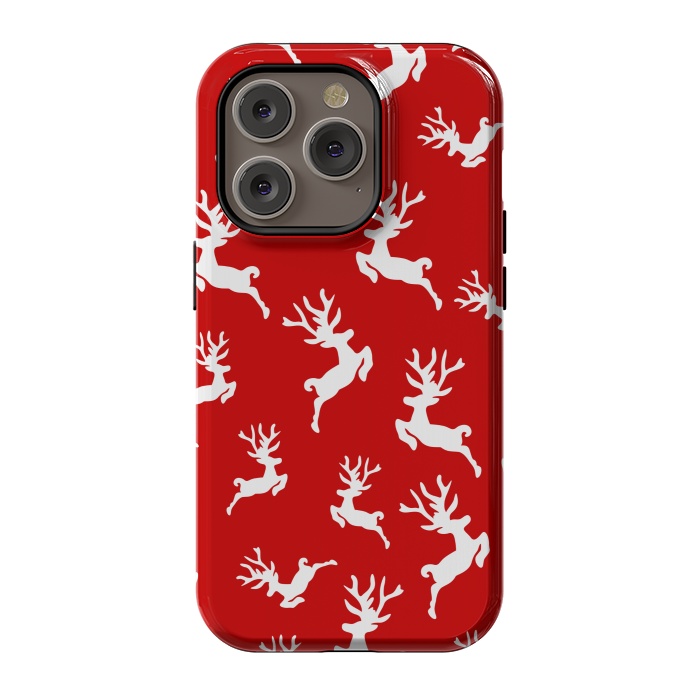 iPhone 14 Pro StrongFit white christmas deer by MALLIKA