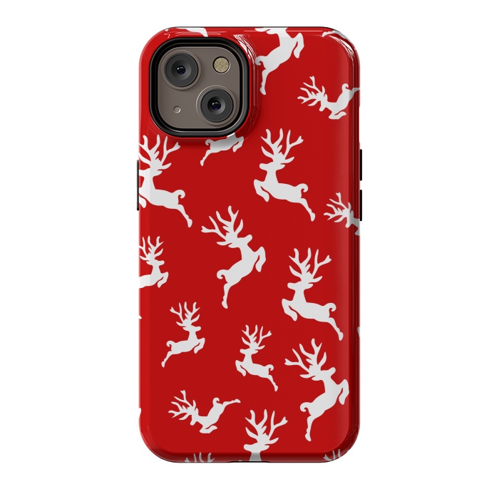 iPhone 14 StrongFit white christmas deer by MALLIKA