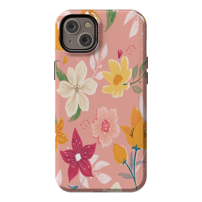 iPhone 14 Plus StrongFit peach floral print by MALLIKA