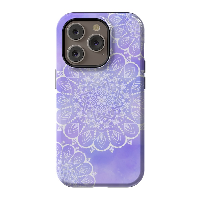 iPhone 14 Pro StrongFit Purple mandala flowers by Jms