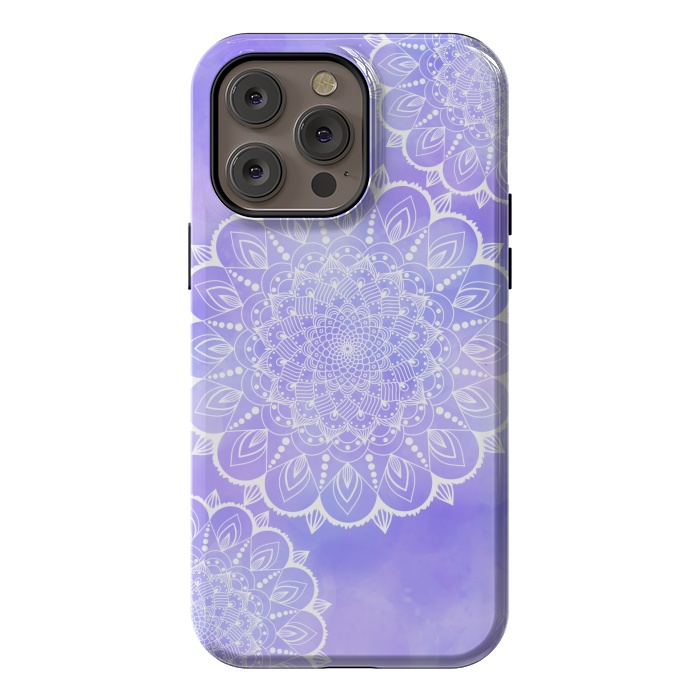 iPhone 14 Pro max StrongFit Purple mandala flowers by Jms