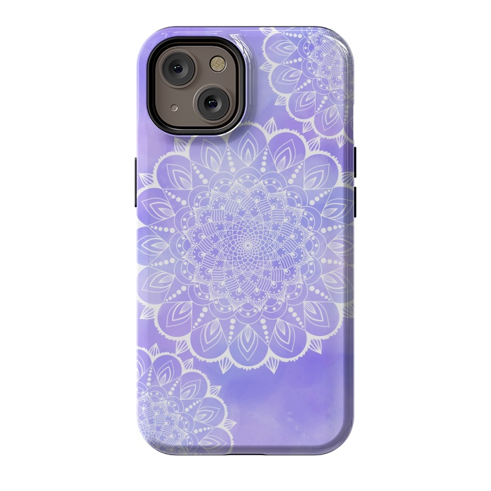 iPhone 14 StrongFit Purple mandala flowers by Jms