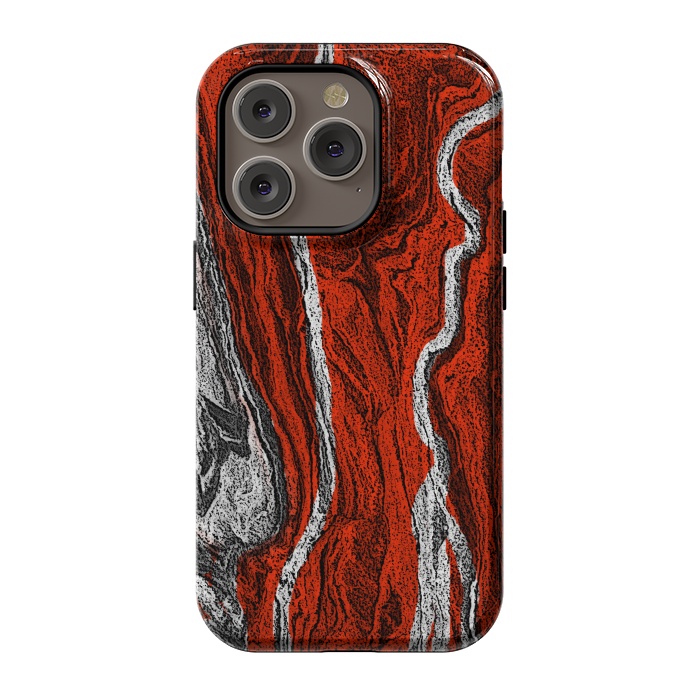 iPhone 14 Pro StrongFit Red and white marble texture design by Josie